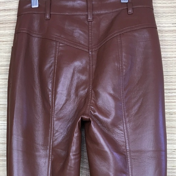 ARITZIA Wilfred Rebel High-waisted Vegan Leather pants Pants In Cognac Size 0 - Picture 9 of 14